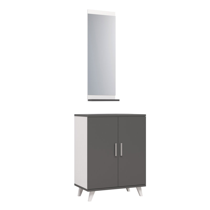 Armoire de rangement pour chaussures 6 paires, Gris anthracite / blanc