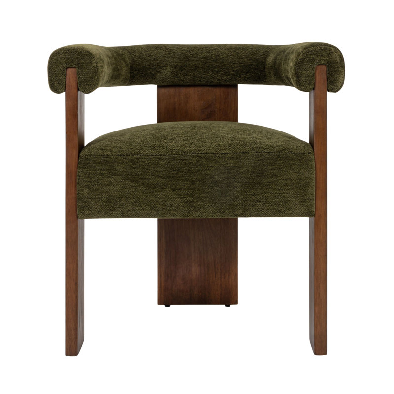 Modern Barrel Back Accent Chair With Velvet Upholstery And Wood Frame