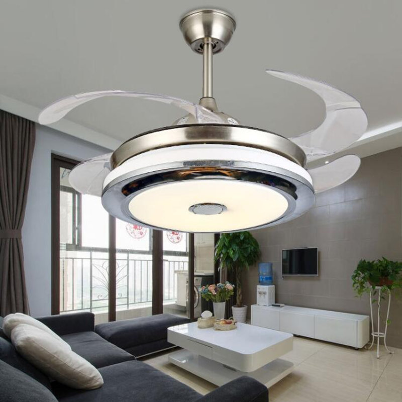 Ellman 36'' Bluetooth Ceiling Fan with LED Lights and Music Player, Brushed Nickel with Gray Blades