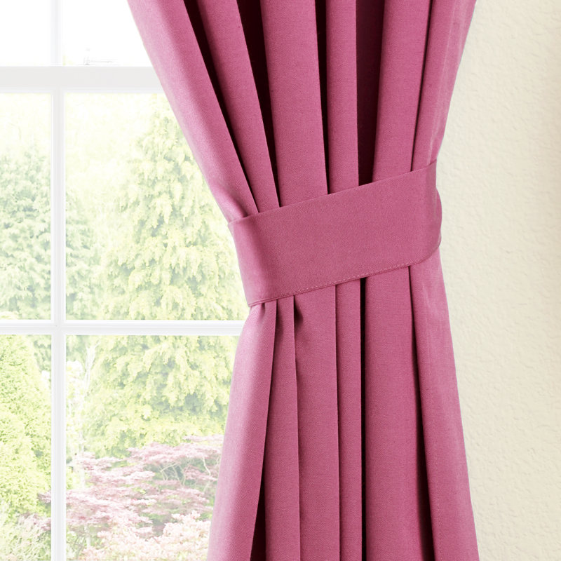 Currahee Cotton Blend Room Darkening Curtain Pair, Bery Berry, 52" W x 63" L