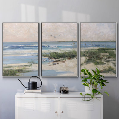 Doux mer du matin, reproduction sur toile 3 pièces