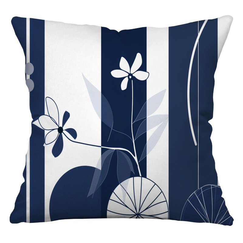 Coussin réversible à motif floral, H 18 po x l 18 po