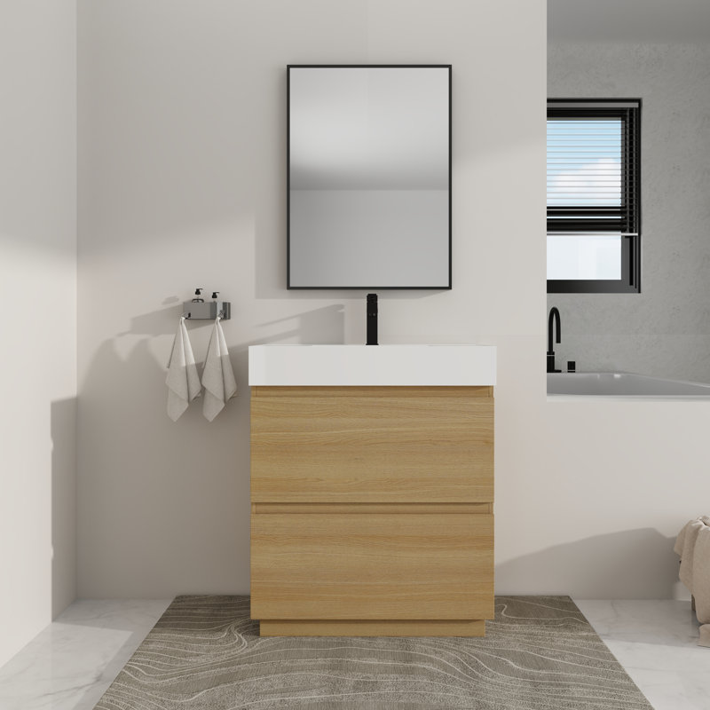 Jalyla 30'' Single Bathroom Vanity with Resin Top, Beige