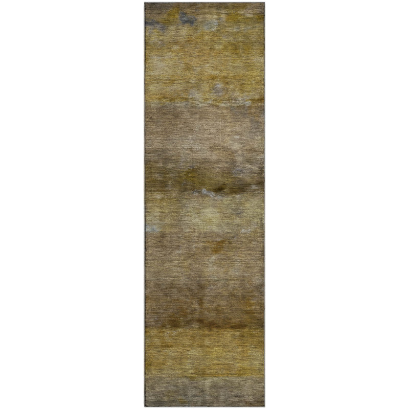 Premium Machine Washable Mayfield AMF2311 Stripes Rug, 2'3" x 7'6" Runner, Brown