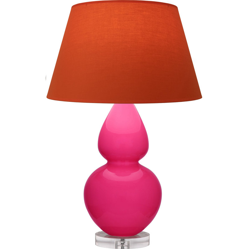 Double Gourd Table Lamp, Daisy Glazed/Silver, Pearl