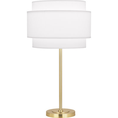 Élégante lampe de table de la collection Srkashlteni - abat-jour en tissu, finition laiton moderne, gradateur pleine gamme, 150 W maximum, éclairage élégant pour la décoration intérieure