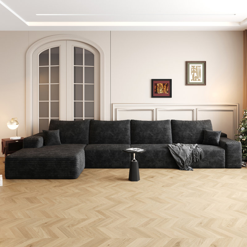 Compression Cloud Sectional Couch With L-Shape Chaise,Modern Modular Sofa With Deep Seat, Upholstered Couches For Living Room Bedroom,No Assembly Required