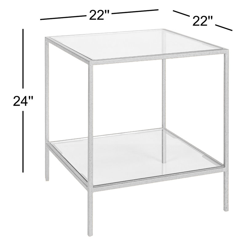 Kayce Glass End Table with Storage, Flat Black