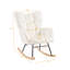 Chaise berçante en tissu, structure en métal, conception ergonomique pour le confort dans la maison et la chambre à coucher, blanc, limite de poids de 300 lb-1546456123