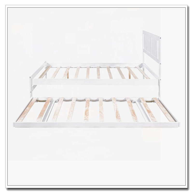 Lit plateforme avec lit gigogne réglable, Blanc