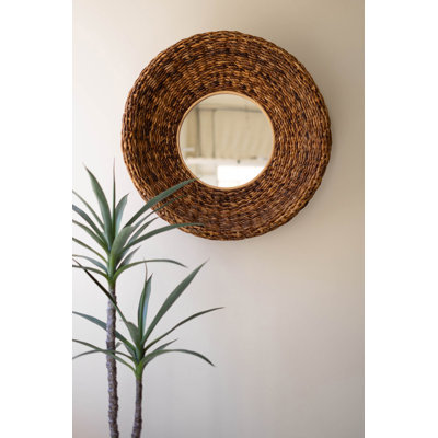  Miroir rond en fibre de banane
