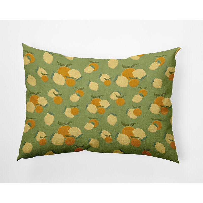 Coussin lombaire intérieur / extérieur Oranges and Lemons, Mousse / jaune clair / orange