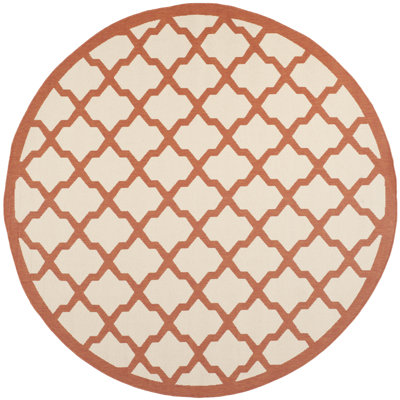 Tapis intérieur / extérieur à motif géométrique beige / orange Bordeaux