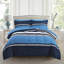 Marina Decoration Home Decor Bedding Comforters Duvet Soft Fluffy Goose Down Alternative Bed In A Bag BIAB 7 Piece Printed Comforter Set with 4 Piece Sheet Set, Navy Blue Geometric Stripes Queen Size-105318025
