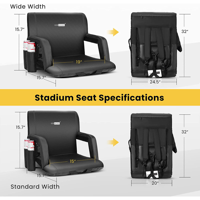Folding Stadium Seat, Black