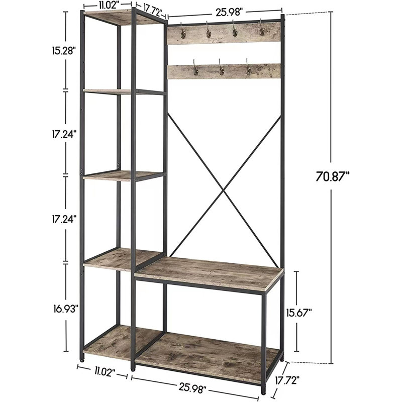 Steel Freestanding 7 - Hook Coat Rack