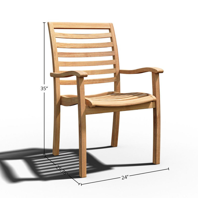 Mathieu 5-Piece Square Teak Outdoor Dining Set with Stacking Armchairs