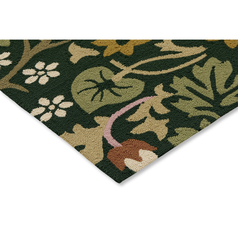 Floral Area Rug in Green, Rectangle 5'3'' x 7'6''