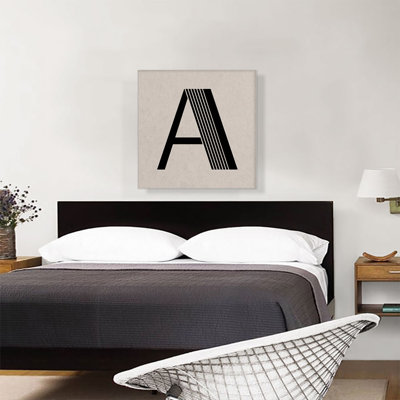 «Beige Black Line Alphabet», lettre A - reproduction d'art textuel sur toile tendue