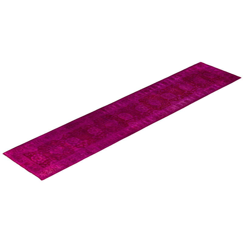 Tapis de couloir noué à la main unique Vibrance - rose, 2 pi 7 po x 12 pi 5 po