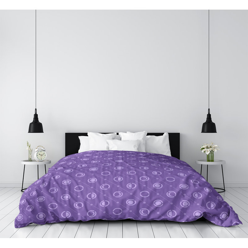 Housse de couette simple Moon phases, Housse de couette pour très grand lit, Mauve foncé, Polyester brossé
