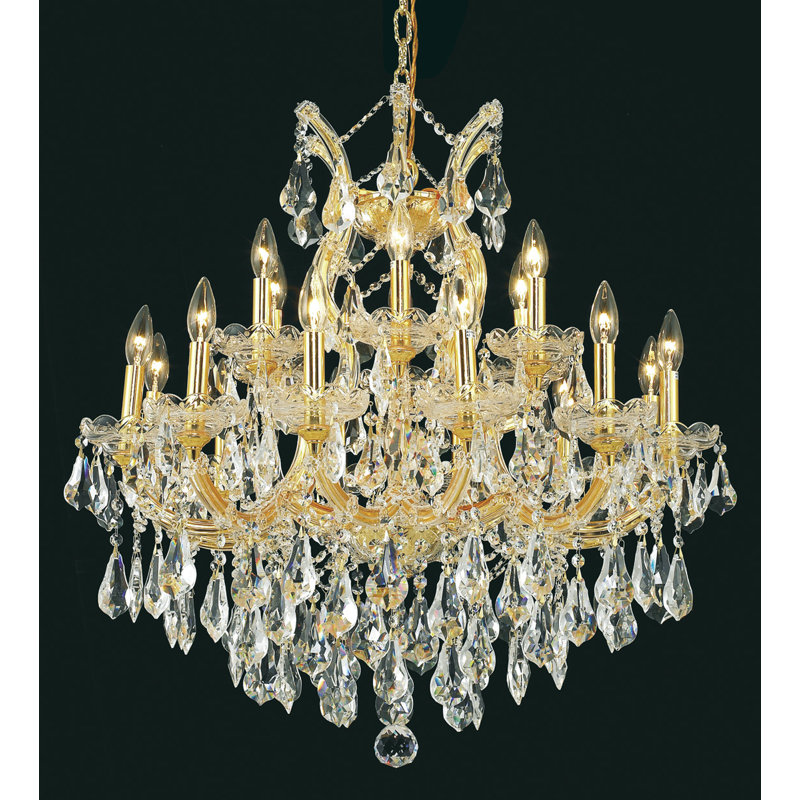 Stockard 19 - Light Glass Tiered Chandelier, Chrome / Golden Teak (Smoky) / Royal Cut