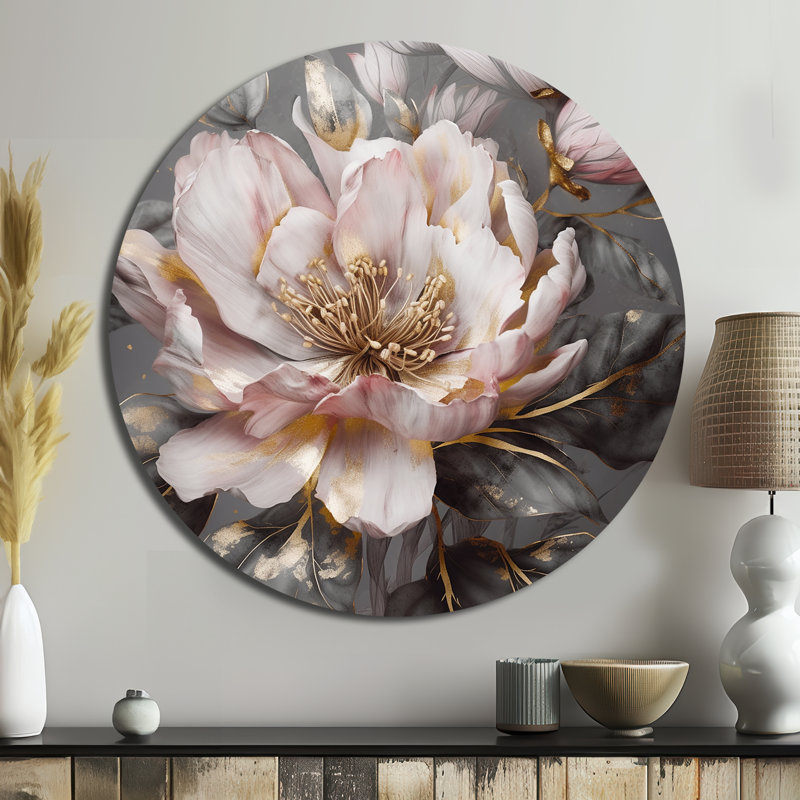 Chagford - Art floral rond en métal, 16" H x 16" W