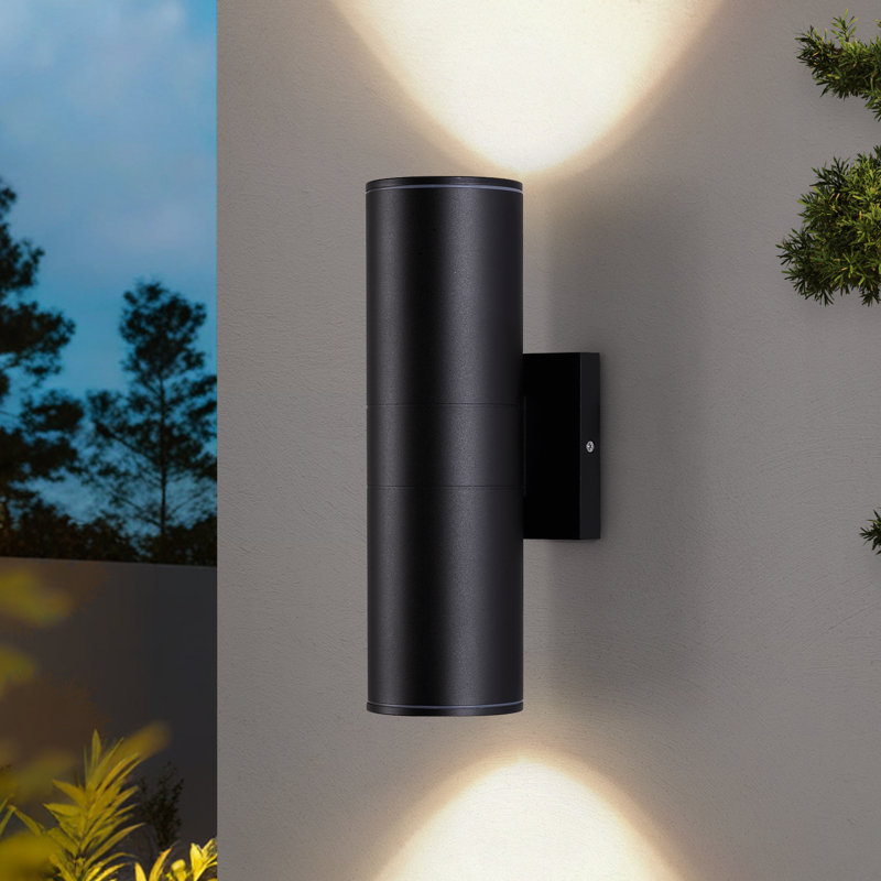 Modern Black Round  LED Waterproof Aluminum Outdoor Wall Light, Matte Black