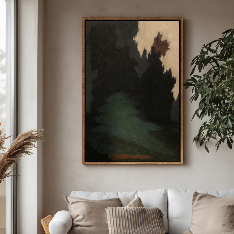 Art mural sur toile encadrée - Paysage vert foncé, impressions murales pour chambre à coucher - 16 po x 24 po, 24" H x 16" W