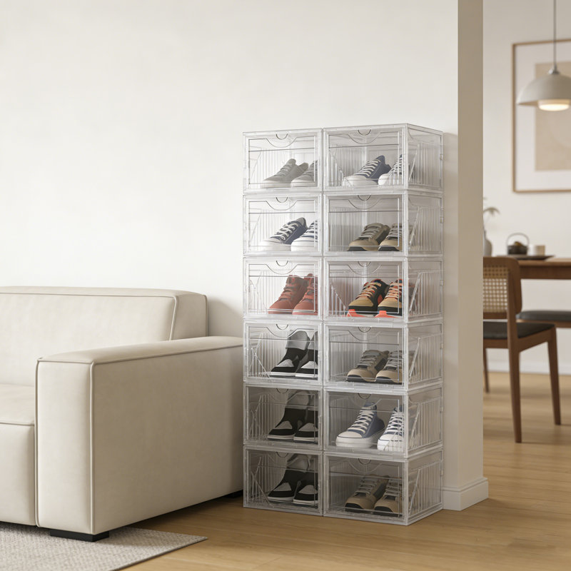 Boîte de rangement transparente pour chaussures empilable