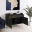 Armoire de rangement 36 pouces en bois massif à 2 portes avec tiroirs-743786639
