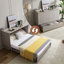 Armoire avec rangement, grand lit, matelas en mousse pliable et tiroirs surdimensionnés, lit escamotable, ensemble de prises et ports USB, lit escamotable pliant peu encombrant, gris