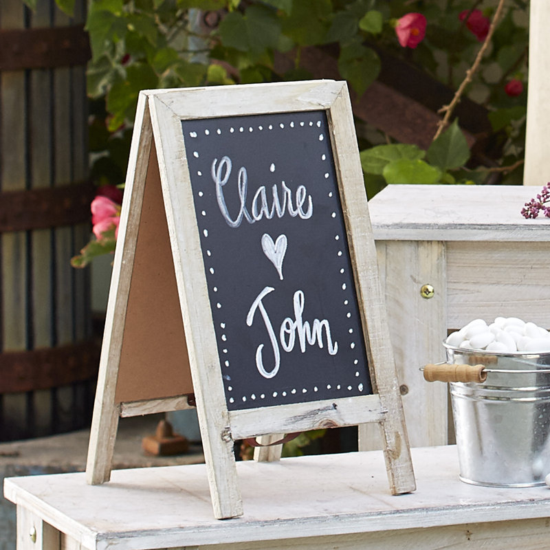Tableau noir en bois pliable, H 1 pi 1 po x l 0,67 po, Blanc vieilli