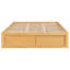 Structure de lit plateforme grand format avec 4 tiroirs de rangement et un casier de rangement au pied de lit, sans tête de lit, design moderne et peu encombrant - naturel-670374837