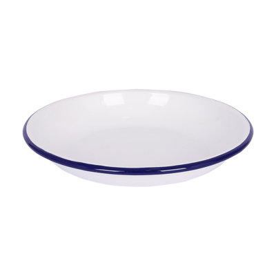 Argon Tableware White Enamel Pasta Bowl - 20cm - Blue