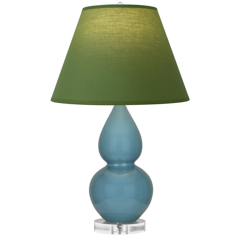 Small Double Gourd Accent Lamp - Sangria, Deep Patina Bronze - Lavender, Plum Shade, Gray, Lavender/Burgundy