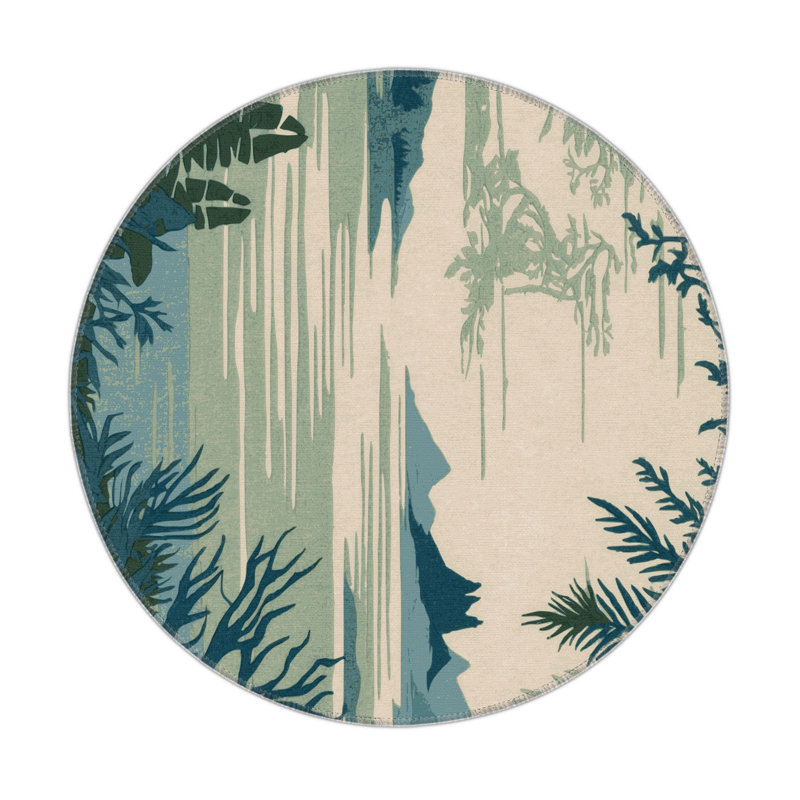 Serene Glyphs Indoor And Outdoor Area Rug, Round 5'