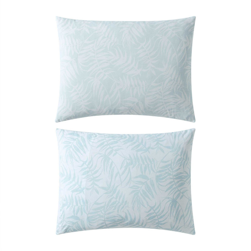 Art of Palms Cotton Comforter Set, King Comforter + 2 King Shams, Blue Floral