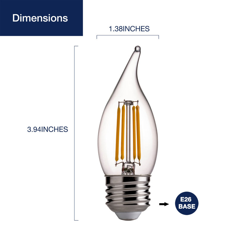 Lustre à DEL à intensité variable B11, équivalent 60 W, blanc doux 2700 K, culot E26, ampoules transparentes, 2700