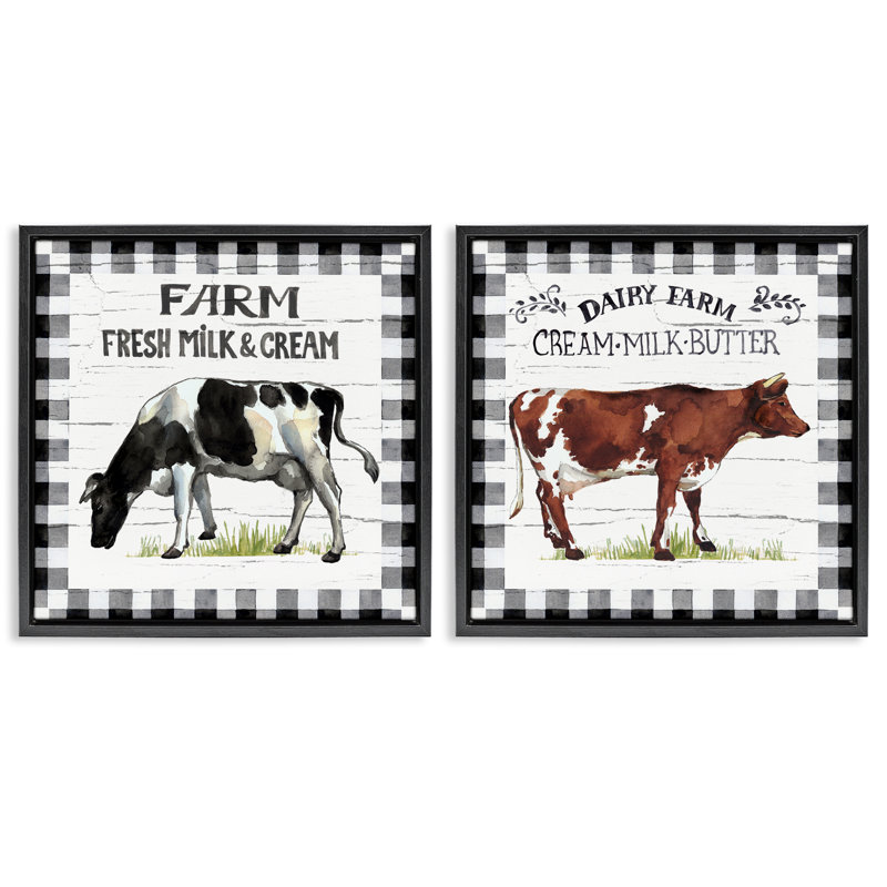 Ensemble de 2 vaches flottantes Spring Farm, Cadre flottant noir de jais, H 18 po x l 18 po
