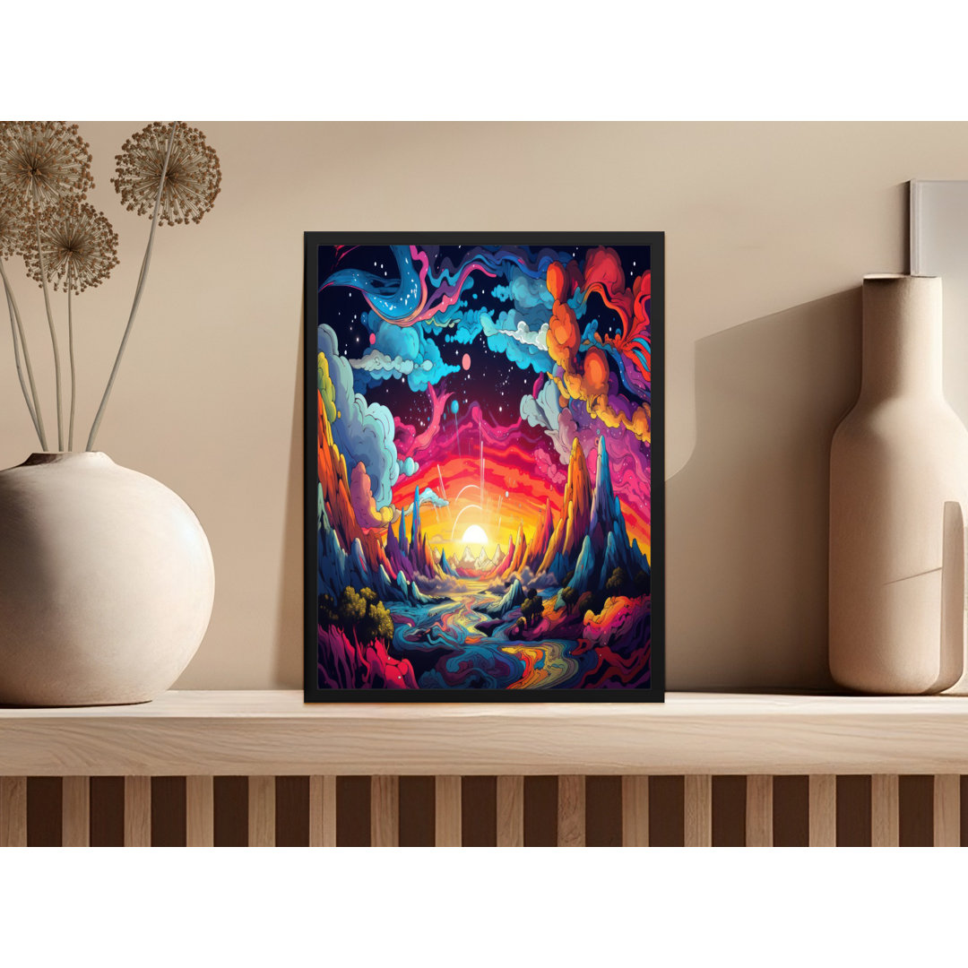 Colorful Landscape Illustration Wall Art Decorative Framed Poster