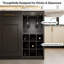 Îlot de cuisine moderne de 180 cm de large avec tiroirs de rangement et casier à vin, meuble bar de cuisine ouvert avec coin repas