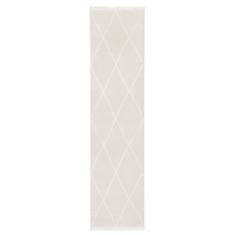 TOWN & COUNTRY LUXE Tretta Contemporary Diamonds Runner Area Rug with Plush High-Low Texture, Ivory, Runner 1'9" x 7'2"
