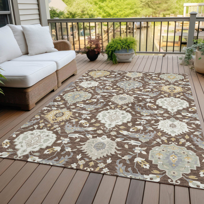 Tapis d'intérieur / extérieur brun Ilyara , 8' x 10'