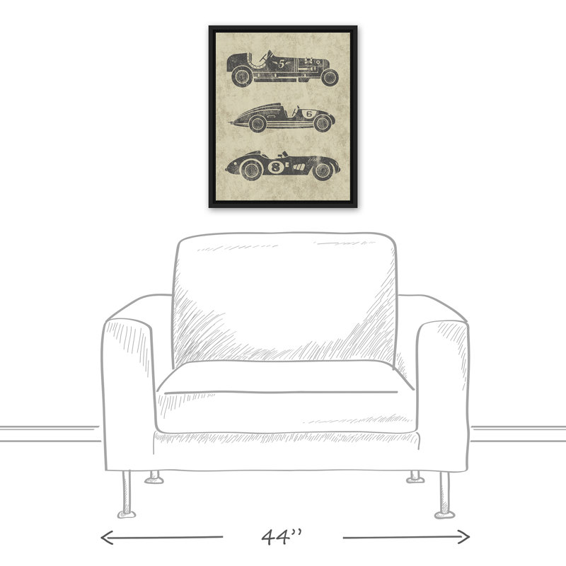 «Vintage Race Cars», cadre flottant sur des publicités sur toile