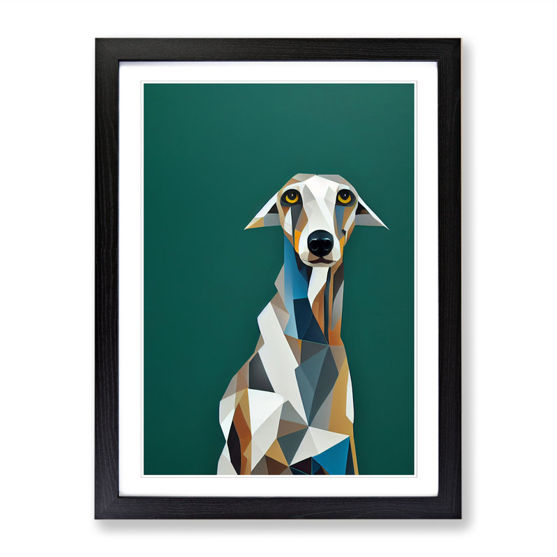 Nordland Greyhound Geometric - Picture Frame Print, Black, 64cm H x 46cm W