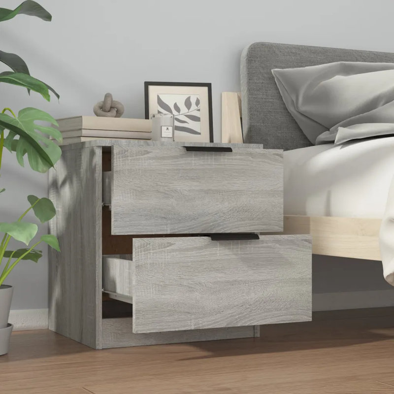 Jaicen 45 cm W Bedside Table, Grey Sonoma