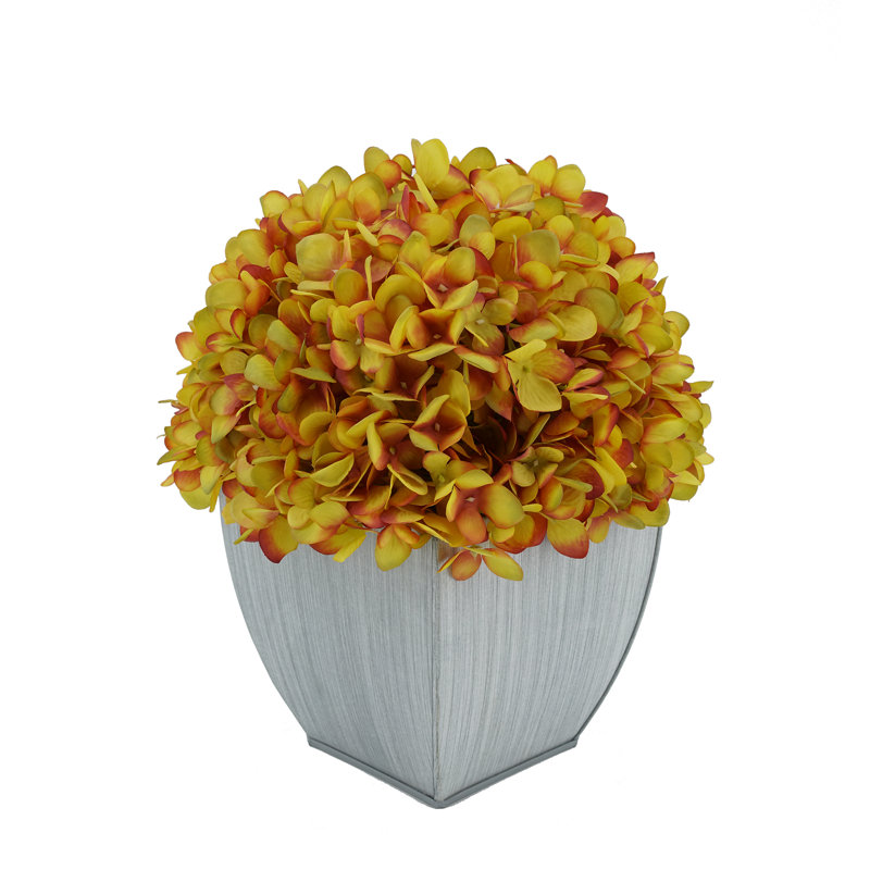 Arrangement floral d'hortensias dans un vase, Doré