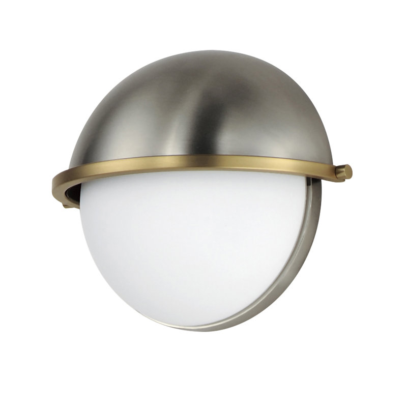 Duke Steel Flush Mounted Sconce, Satin Nickel / Satin Brass