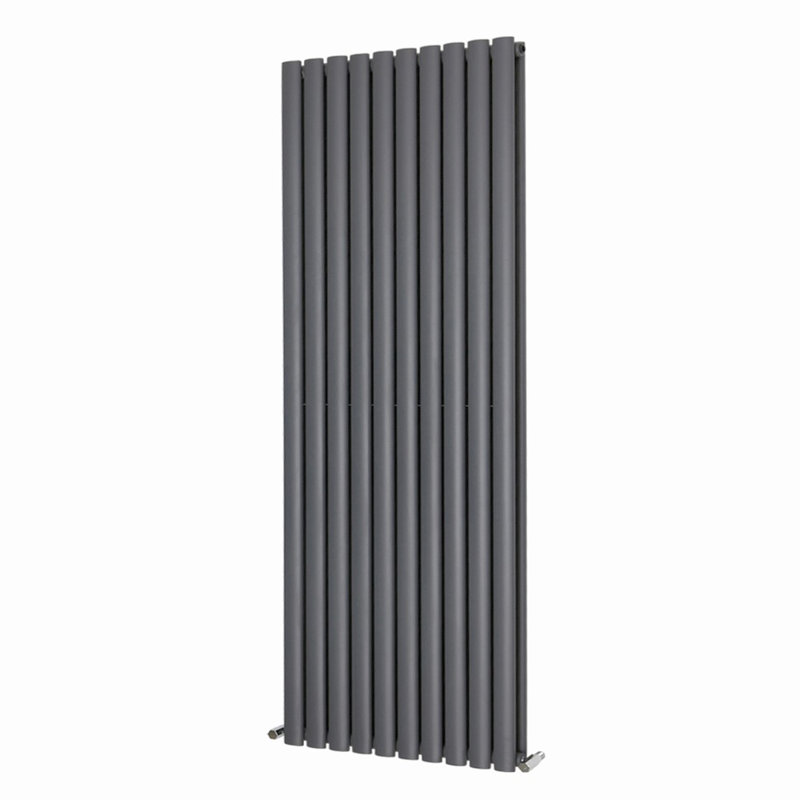 Shoshana Vertical Oval Panel Radiator, Anthracite, 160cm H x 59cm W, 2
